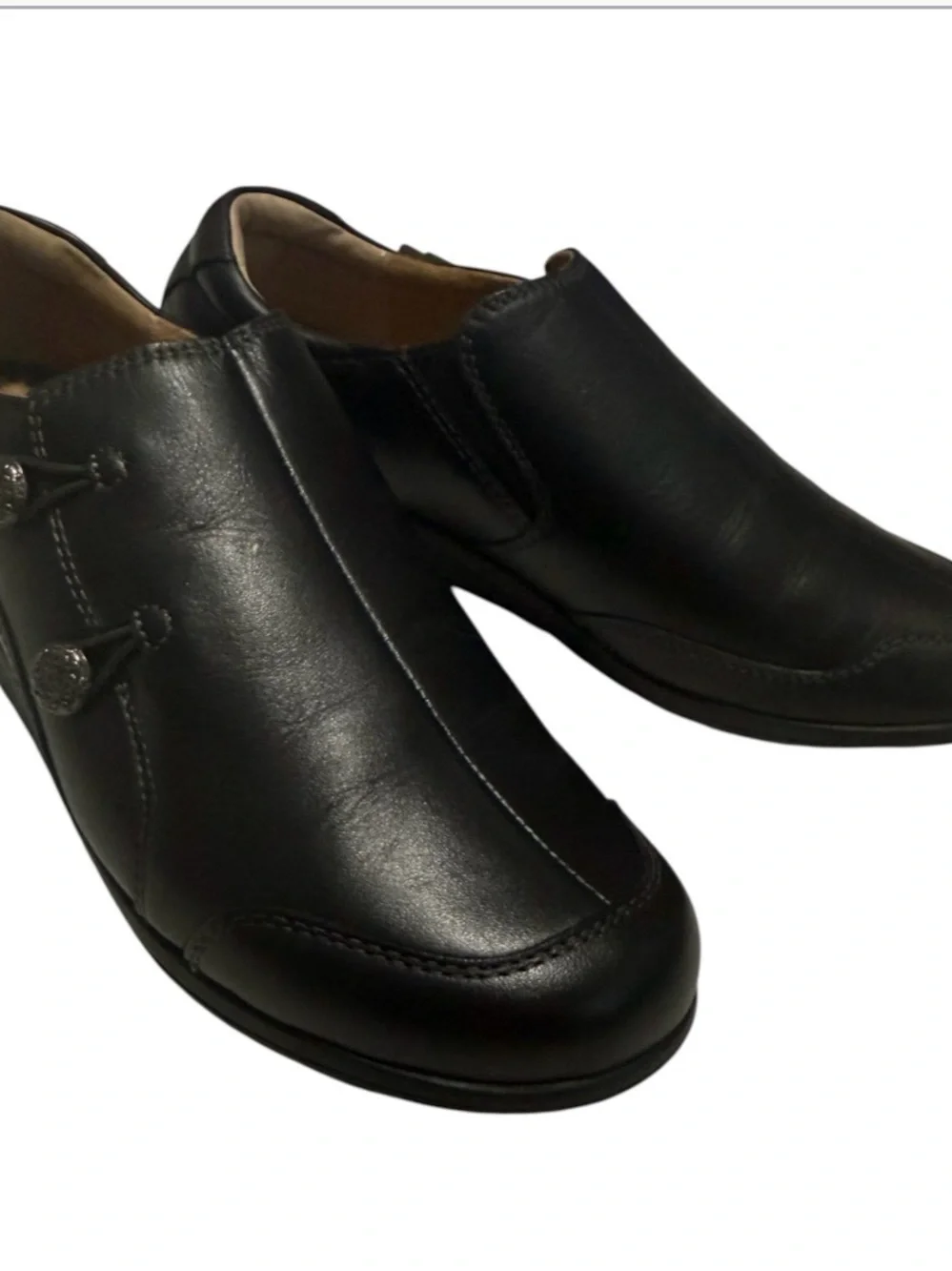 Taos Blend Shoes Womens Size 8.5 Leather Comfort Slip On Loafers Black